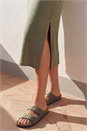 Khaki Ribbed Stretch Midi Dress, Image 4 of 4