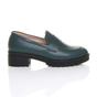 Teal Flat Chunky Heeled Penny Loafers, Image 2 of 5