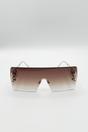 Brown Flatop Rimless Heart Detail Sunglasses In Brown, Image 2 of 4