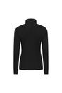 Black Merino Wool Zip Neck Thermal Top, Image 2 of 4