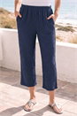 Navy  Classic Crinkle Crop Trouser, Image 2 of 5