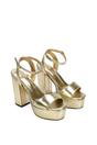 Gold XY LONDON Gold 'Jayce' Strappy Chunky Block High Heel Platform Shoes With Square Toe, Image 5 of 5