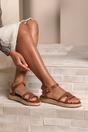 Tan 'Julia' Wide Fit Flatform Sandal Stylish Cut, Image 5 of 5