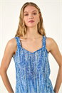 Blue Burnout Stripe Print Vest Top, Image 4 of 5
