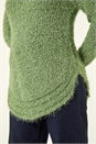 Green Fluffy Knit Curved Hem Knit Jumper, Image 5 of 5