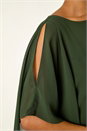 Dark Green Sequin Hem Contrast Tunic Top, Image 5 of 5