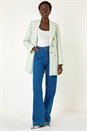 Aqua Longline Checkered Boucle Jacket, Image 2 of 5