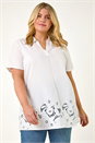 Ivory Curve Floral Cut Out Woven Top, Image 1 of 5