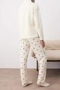 Ecru WOVCOR Ecru Cherry Embroidered Zip Neck Long Sleeve Waffle Knit Pyjama Set, Image 3 of 3
