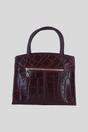 Wine Genuine Leather Structured Handbag with Detachable Crossbody Strap, Image 3 of 4