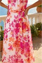 PINK Floral Pleated Neck Midi Dress, Image 4 of 4