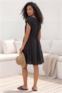 Black Cotton Trim Detail Mini Dress, Image 3 of 4