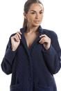Navy Camille Lingerie Navy Soft Fleece Floral Button Up Housecoat, Image 5 of 5