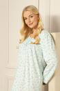 Mint Camille Lingerie Mint Jersey Long Sleeve Floral Print Nightdress, Image 3 of 5