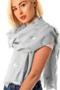 Light Grey Silver Feather Lightweight Foil Scarf, Image 1 of 1
