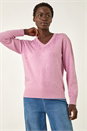 PINK Sparkly Heart V-Neck Knit Jumper , Image 4 of 5