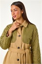 Tan Contrast Quilted Collar Smart Coat, Image 5 of 8