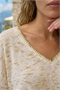 Natural  Contrast Stitch V-Neck Top, Image 4 of 4