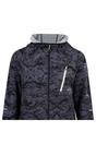 Black Patterned Slim Hooded Jacket, Image 3 of 3
