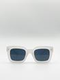 White Oversized Matte Clear Frame Cat Eye Sunglasses, Image 1 of 4