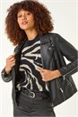 Black Animal Print Knitted Jumper, Image 2 of 5