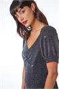 Black Shimmer Sweetheart Neck Swing Dress, Image 4 of 5