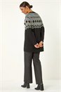 Black Mono Fairisle Tunic Knit Jumper, Image 3 of 5