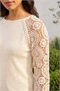 Ivory  Crochet Sleeve Knit Jumper, Image 4 of 4