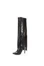 Black 'Shauna' Foldover Knee High Boots With Stiletto Heel, Image 3 of 6