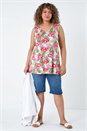Red Curve Floral V-Neck Stretch Vest Top, Image 2 of 5