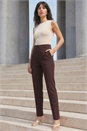 Dark Brown Straight Leg Trousers, Image 1 of 5