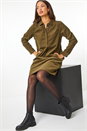 Khaki Corduroy Tunic Shirt Dress , Image 5 of 5