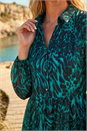 Green Petite Animal Print Frill Hem Dress, Image 4 of 4