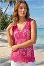 Pink Petite Crochet Vest Top, Image 1 of 4