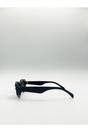 Black Oval Rectangular Vintage Sunglasses, Image 4 of 6