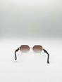 Brown Rimless Oval Geometric Sunglasses, Image 6 of 6