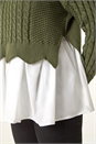 Khaki 2 in 1 Contrast Cable Knit Jumper, Image 5 of 5