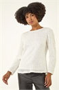Ivory  Sequin Bow Back Snit Top, Image 5 of 8