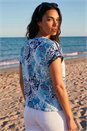 Blue Marine Print Ric Rac Trim Top, Image 3 of 4
