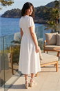 White Cotton Crochet Trim Dress, Image 3 of 4
