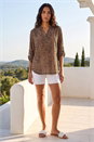 Beige Animal Print Stretch Blouse, Image 2 of 4