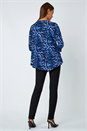 Blue Animal Asymmetric Layer Stretch Top, Image 3 of 5