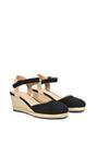 Black 'Joey' Closed Toe Ankle Strap Espadrille Wedge Platform Shoes, Image 3 of 6