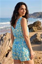 Blue Dusk Abstract V-Neck Playsuit, Image 3 of 4
