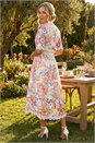White Floral Lace Midi Dress, Image 3 of 4