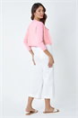 Light Pink Scalloped Edge Stretch Knit Shrug, Image 3 of 5