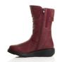 Burgundy AJVANI Burgundy Low Wedge Heel Comfort Calf Biker Boots, Image 3 of 6
