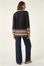 Black Cross Stitch Detail Knit Cardigan, Image 3 of 5
