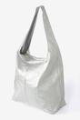 Silver Metallic Italian Leather Shoulder Bag, Image 2 of 3