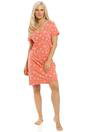 Coral Star Print Cotton Lace Nightshirt, Image 2 of 4